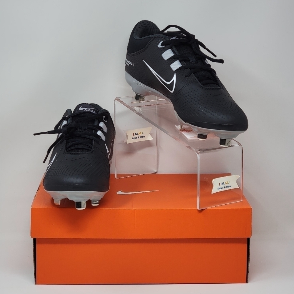 Nike Hyperdiamond 4 Pro Metal Softball Cleats BLACK | WHITE Womens Size 8.5 New